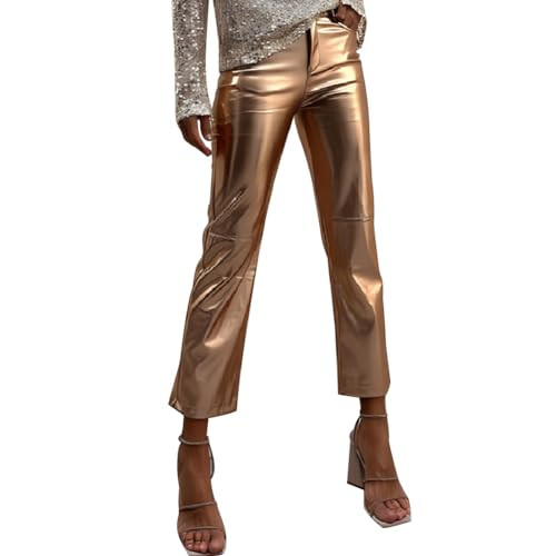 Shiny Metallic Women's Holographic Glitter Rave Dance Cropped Pants | Amazon (US)