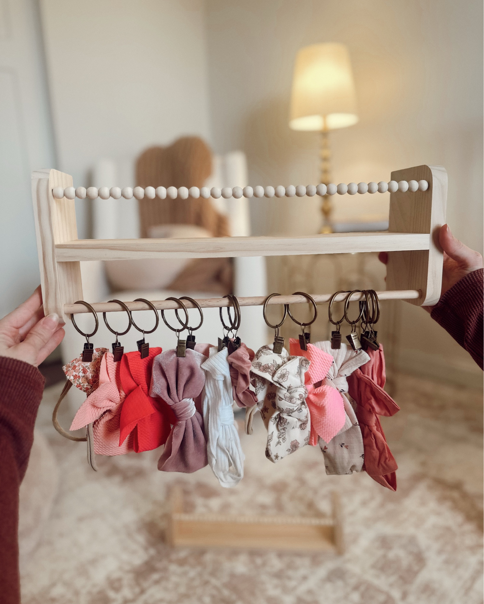 How cute is this shelving from @amazon under $40! And perfect for a little girl nursery to hang her bows! 🎀 we are putting this over her dresser + changing table! Next to her mirror!! 🥰✨💓 also linking what I'll hang on the shelving 🌷

#LTKBaby #LTKHome #LTKKids