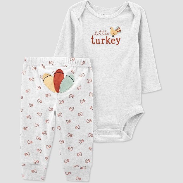 Carter's Just One You®️ Baby 2pc Little Turkey Top & Bottom Set - Gray | Target