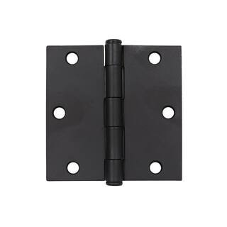 3-1/2 in. Matte Black Square Radius Squeak-Free Door Hinge (3-Pack) | The Home Depot