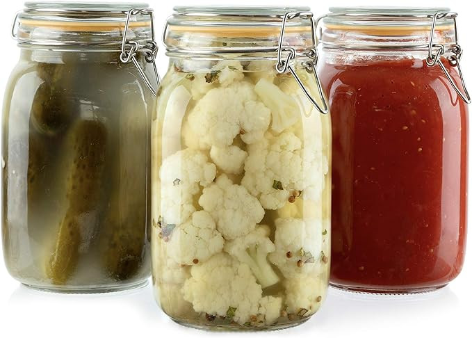 Glass Jars with Airtight Lid 50 oz | Glass Airtight Food Storage Containers | Clear Leak Proof Ru... | Amazon (US)