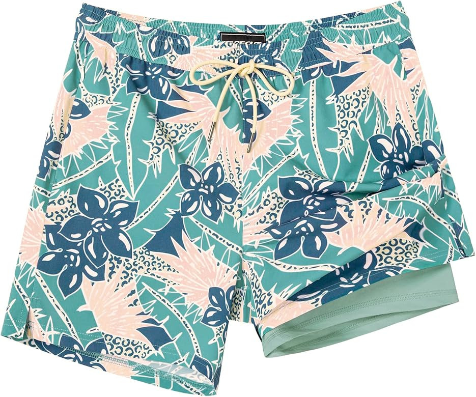 SURF CUZ Mens Swim Trunks with Compression Liner Swimming Trunks 5 Inch Bathing Suit Quick Dry Sw... | Amazon (US)