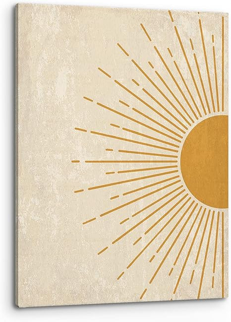 PHAMTE Abstract Boho Sun Wall Art, Minimalist Rustic Boho Sun Sunset Sunrise Sunshine Sun Rays Pr... | Amazon (US)