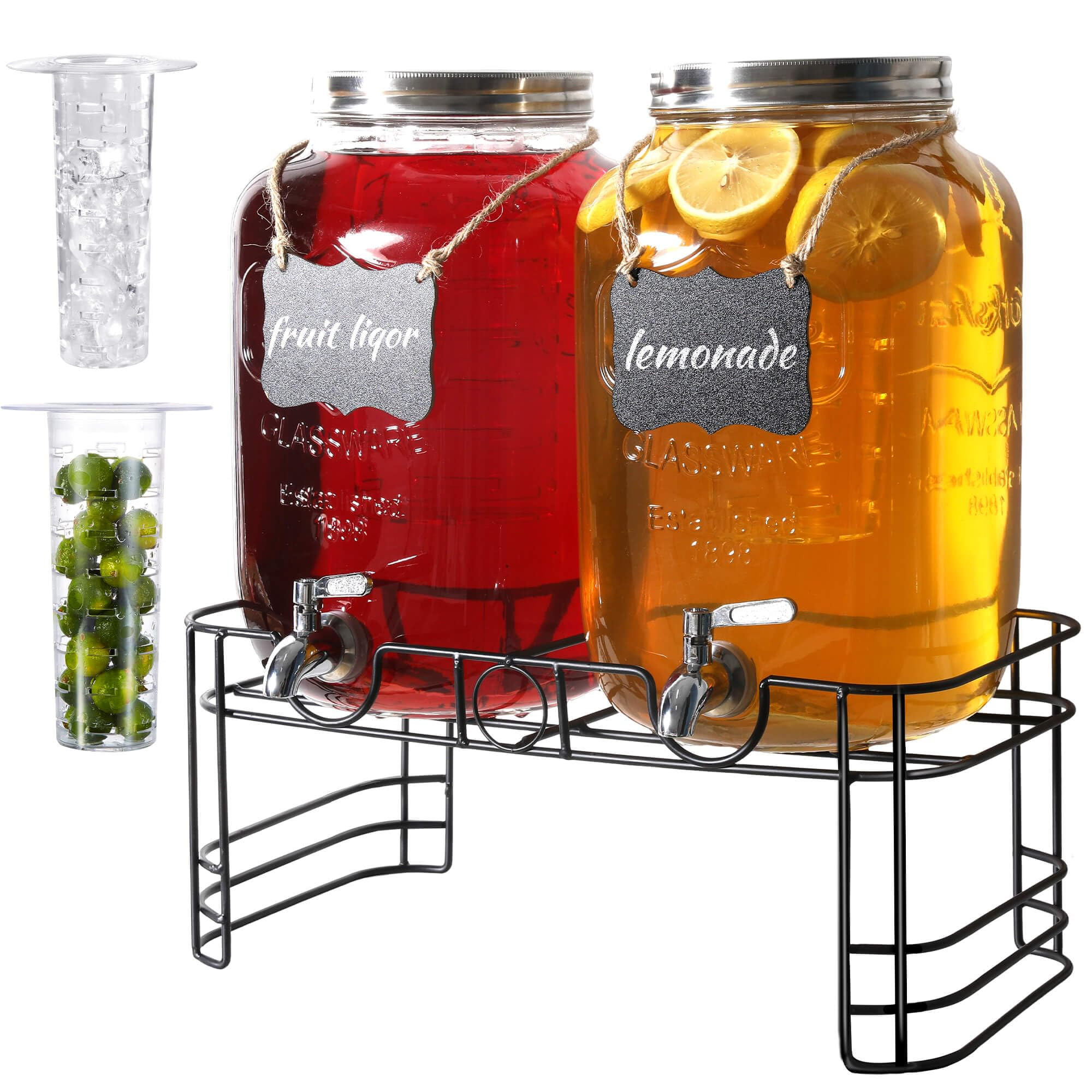 2 Gallon Drink Dispensers for Parties, 2 Pack Beverage Dispensers with Stand, Glass Water Jug Dis... | Amazon (US)