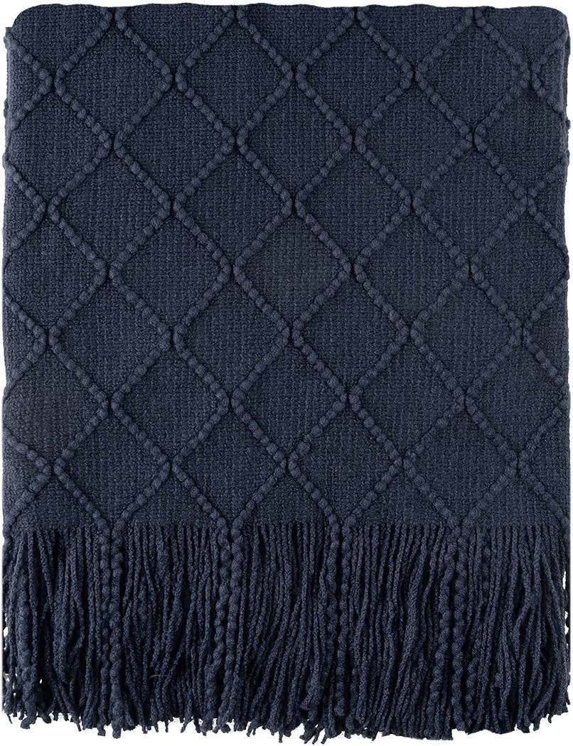 BATTILO HOME Navy Throw Blanket for Couch, Decorative Navy Blue Throw Blanket for Sofa Bed Room D... | Amazon (US)