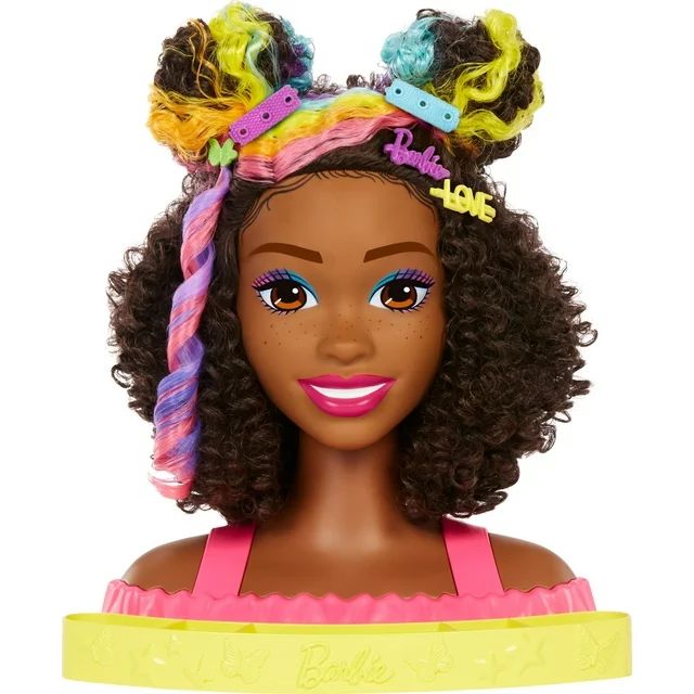 Barbie Deluxe Styling Head with Color Reveal Accessories and Curly Brown Rainbow Hair | Walmart (US)