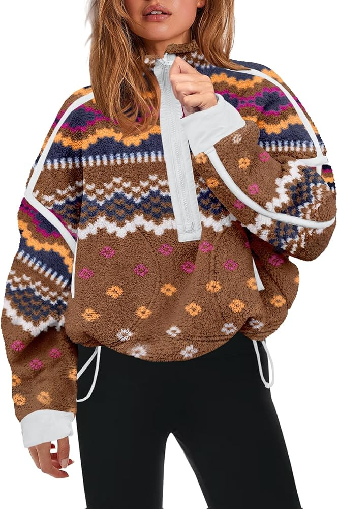 Panadila Womens Quarter Zip Fleece Pullover Sherpa Jacket | Amazon (US)