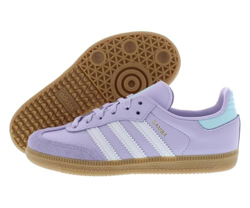 adidas Samba OG PS Girls Shoes Size 1.5, Color: Silver Dawn/Crystal White/Semi Flash Aqua/Pretty Purple | Amazon (US)