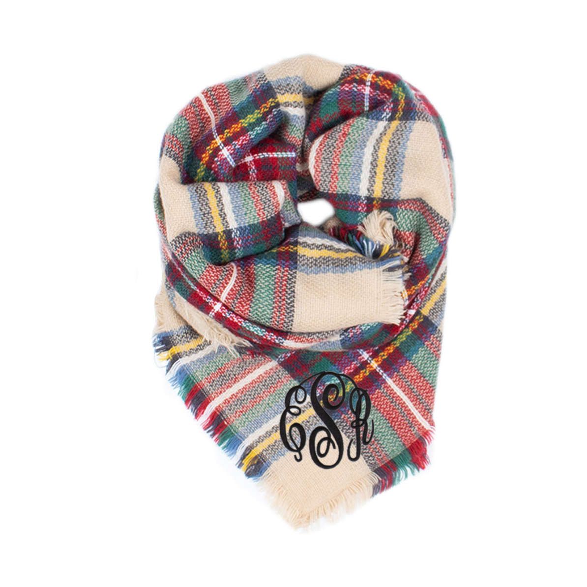 Monogrammed Plaid Scarf | Marleylilly