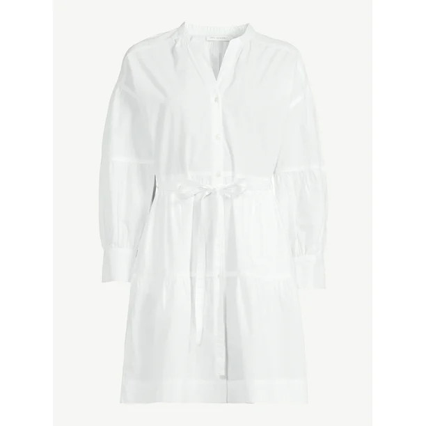 Free Assembly Women's Tiered Mini Shirt Dress with Long Sleeves, Sizes XS-XXL - Walmart.com | Walmart (US)
