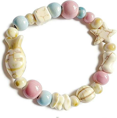 Unisex Stretchy Ceramic Bracelet Handmade Ocean Boho Jewelry, 1280℃ High-Fired Waterproof, Hypo... | Amazon (US)