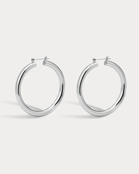 Amalfi Tube Hoops- Silver | Luv Aj Inc.