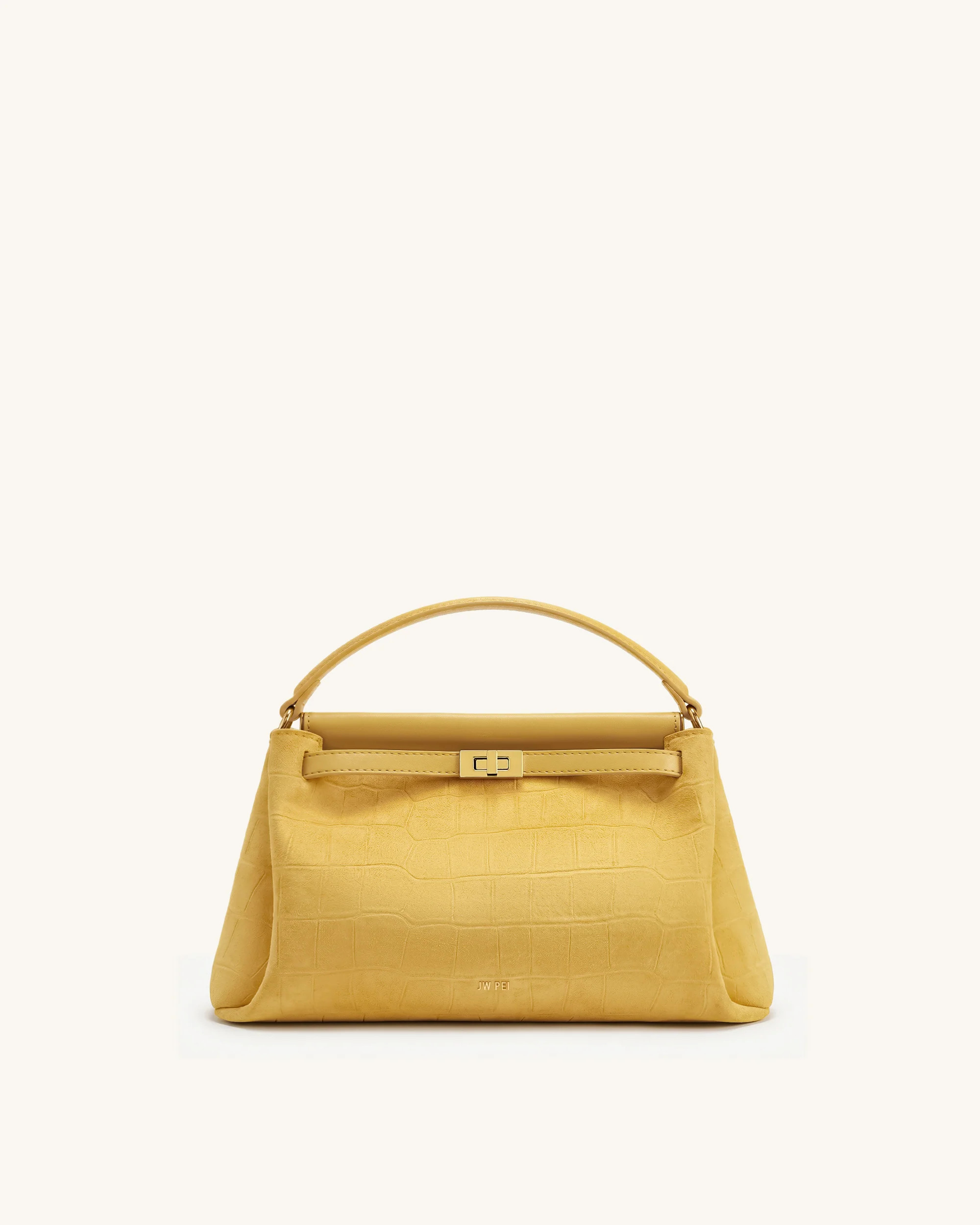 Carmen Faux Suede Croc-Embossed Top Handle Bag - Yellow | JW PEI US