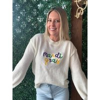 Womens Mardi Gras Sweatshirt, Embroidery Fringe Design, Womens Pullover | Etsy (US)