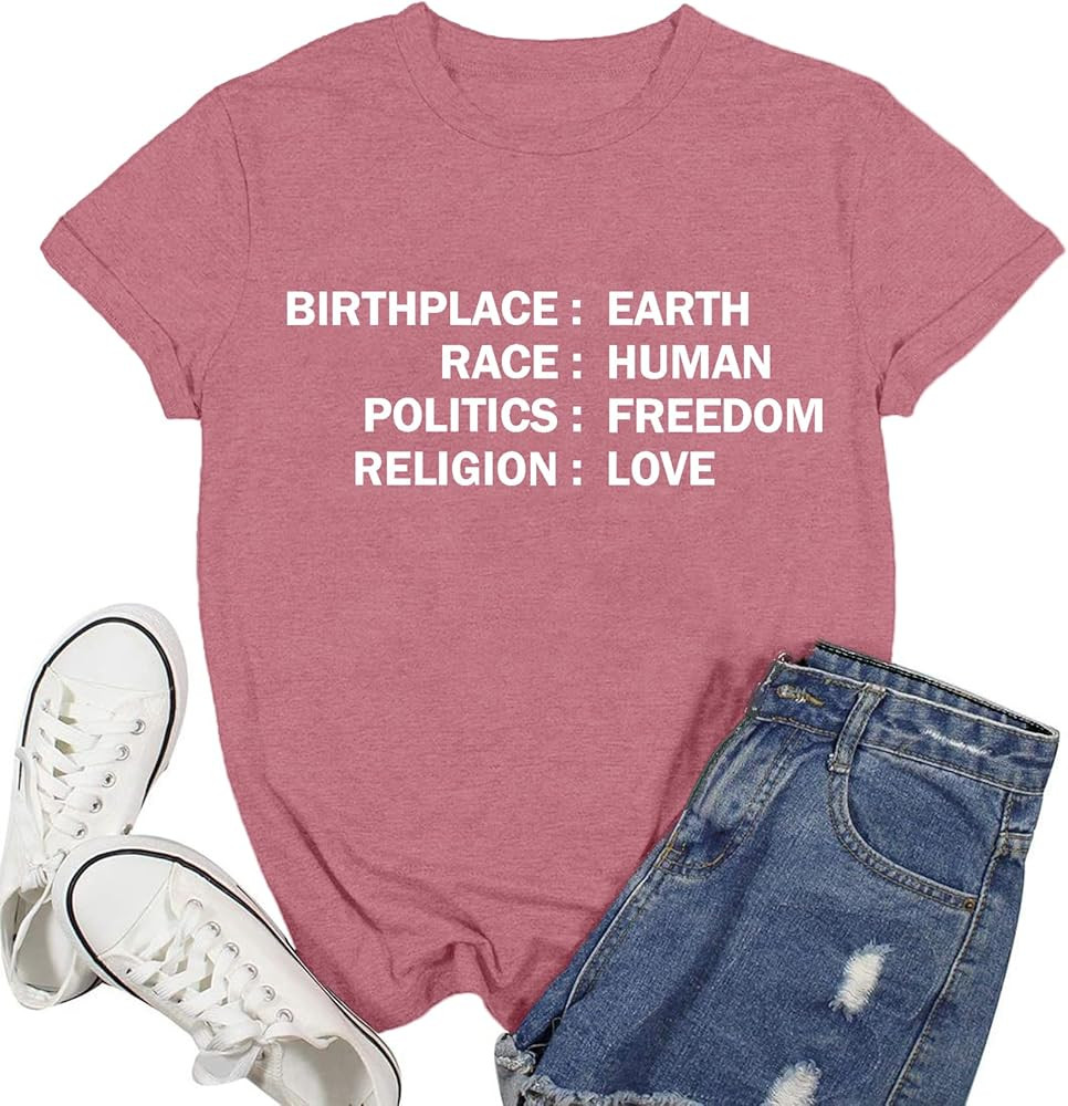 Equality Shirt for Women Human Rights T-Shirts Race Human Peace Freedom Love Tee Tops | Amazon (US)