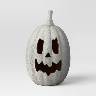 Terracotta Textured Jack O' Lantern Decorative Sculpture - Hyde and EEK! Boutique™ Light Gray | Target