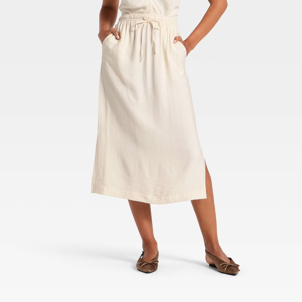 Women's Modern Gauze Drawstring Midi Skirt - A New Day™ | Target