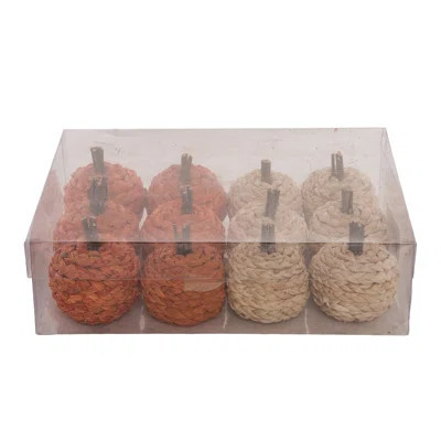 Natural Fiber 10.5 in. Multicolor Harvest Rattan Braided Pumpkin Set of 12 In Crate | Wayfair North America