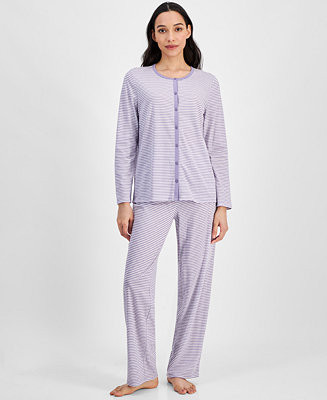 Charter Club Women's Cotton Printed Button-Front Pajama Set, Exclusively at Macy's - Macy's | Macy's