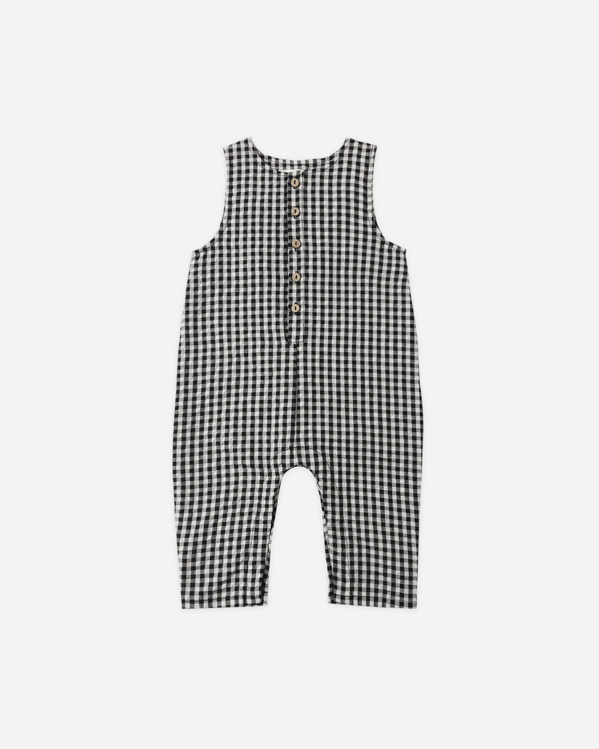 Button Jumpsuit Black Check | Rylee + Cru