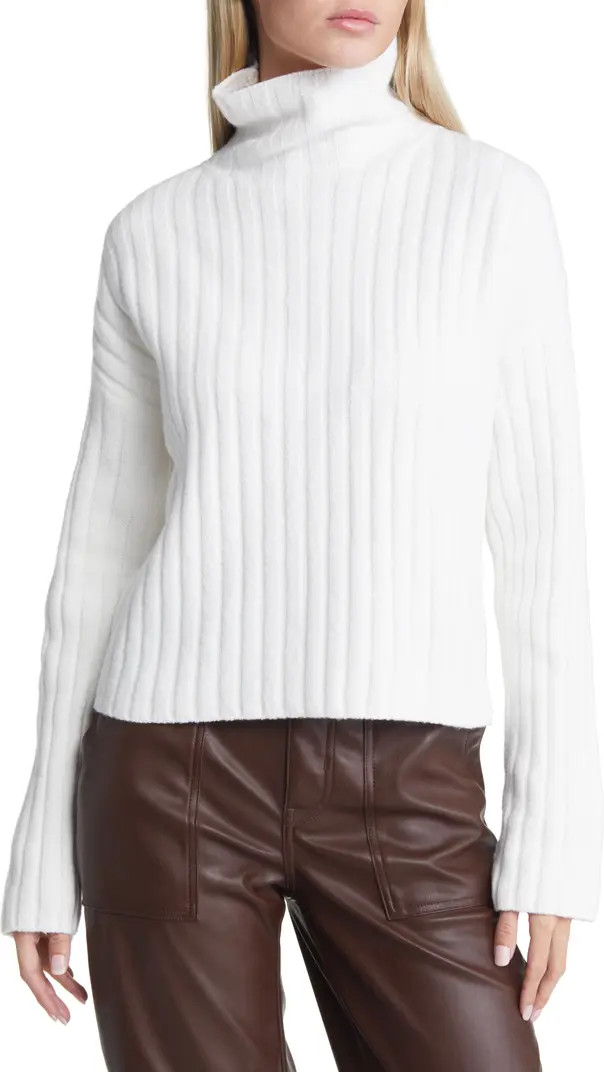 Women's Cotton Blend Rib Funnel Neck Sweater | Nordstrom