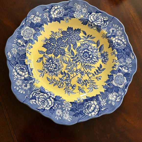 Spode Blue Floral on Yellow Scalloped Rim Serving Plate | Poshmark
