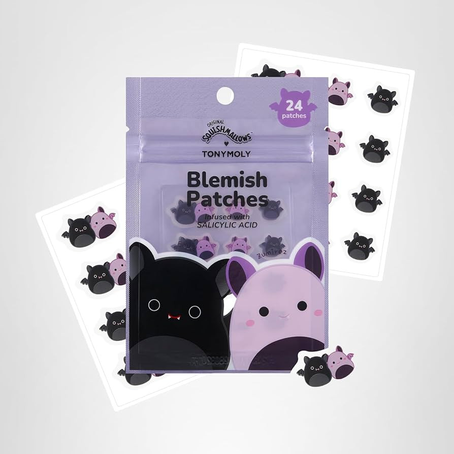 TONYMOLY x Squishmallows Emily + Zumirez Blemish Patches – 24 Bat-Themed Hydrocolloid Acne Spot... | Amazon (US)