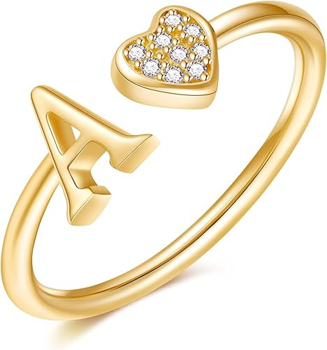 Initial Rings for Teen Girls - Heart Sterling Silver Rings for Teen Girls Child Gifts jewelry for... | Amazon (US)