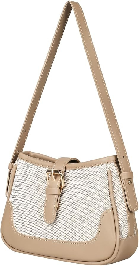 Stylish Canvas and PU Patchwork Crossbody Bag Shoulder Purse with Adjustable Straps Retro Versati... | Amazon (US)