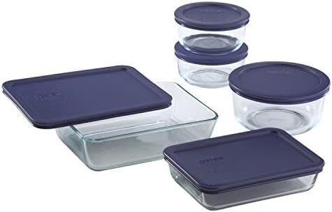 Pyrex Meal Prep Simply Store Glass Food Container, 10-Piece (Blue) | Amazon (US)