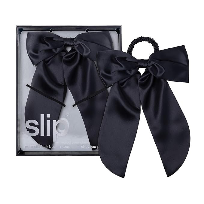 Slip Pure Silk Hair Bow – Black – Oversized Mulberry Silk Bow with Built-In Hair Tie – Redu... | Amazon (US)