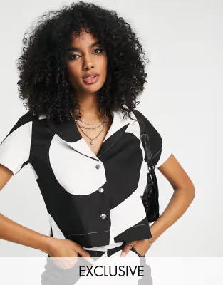 Annorlunda retro print shirt in monochrome (part of a set) | ASOS (Global)