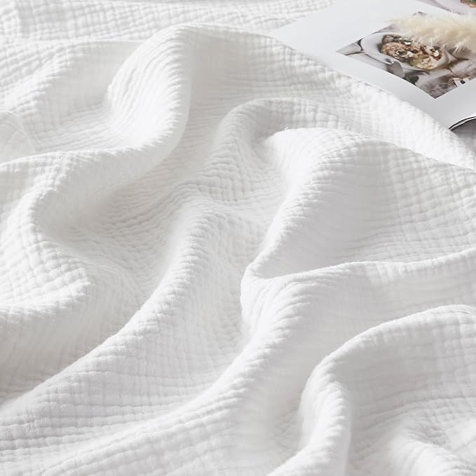 WDCOZY 100% Cotton Muslin Blanket Queen Size 4-Layer for Bed Breathable Lightweight Soft Large Bo... | Amazon (US)