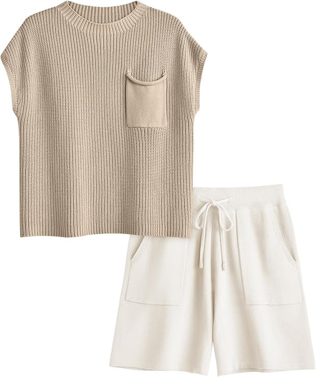 LILLUSORY Two 2 Piece Knit Matching Sets Women's Summer Set With Pockets | Amazon (US)