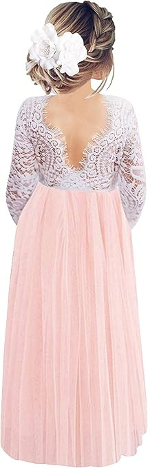 2Bunnies Girl Peony Lace Back A-Line Straight Tutu Tulle Party Flower Girl Dresses | Amazon (US)