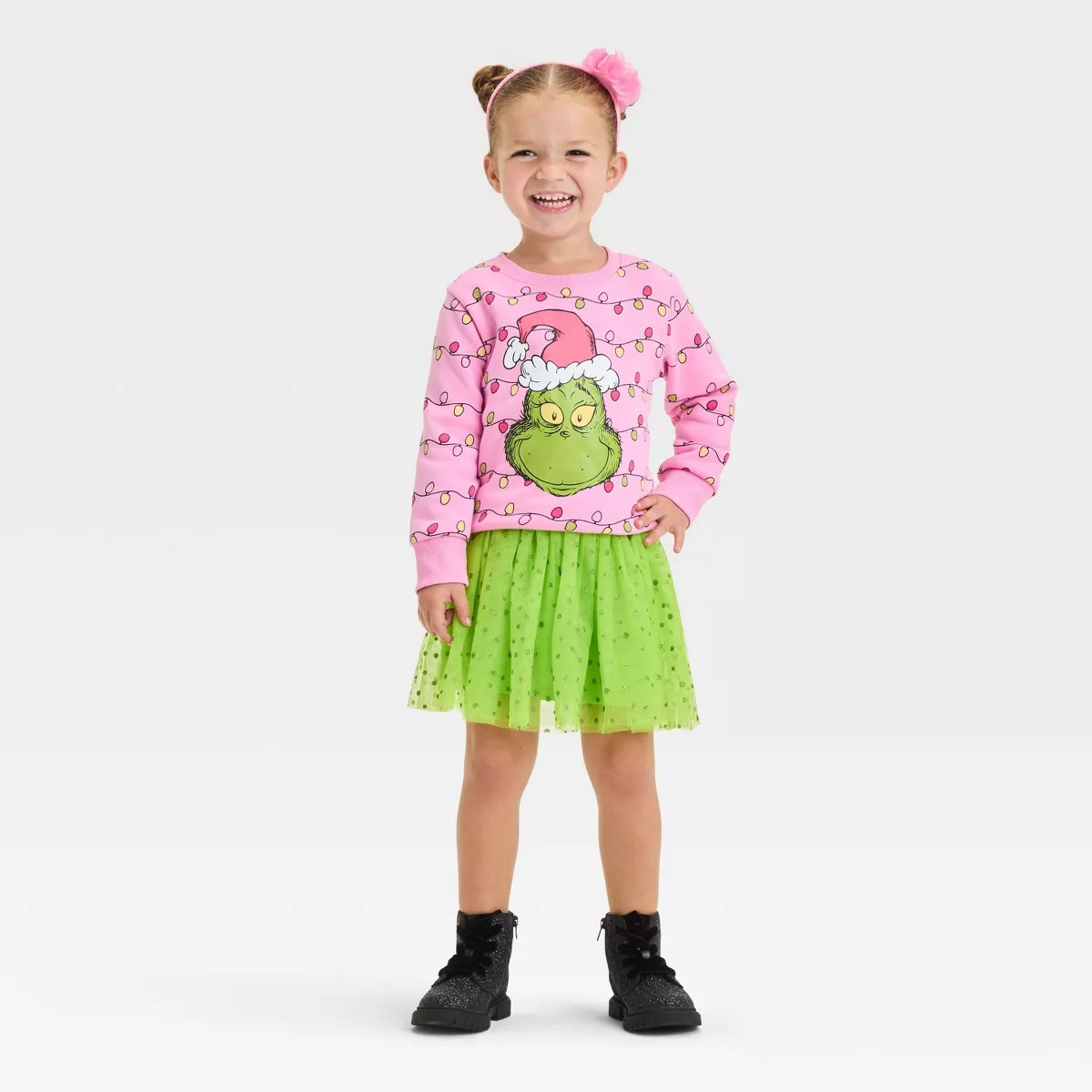Toddler Girls' The Grinch Christmas Collection 2pc Tutu and Fleece Pullover Set - Pink/Green | Target
