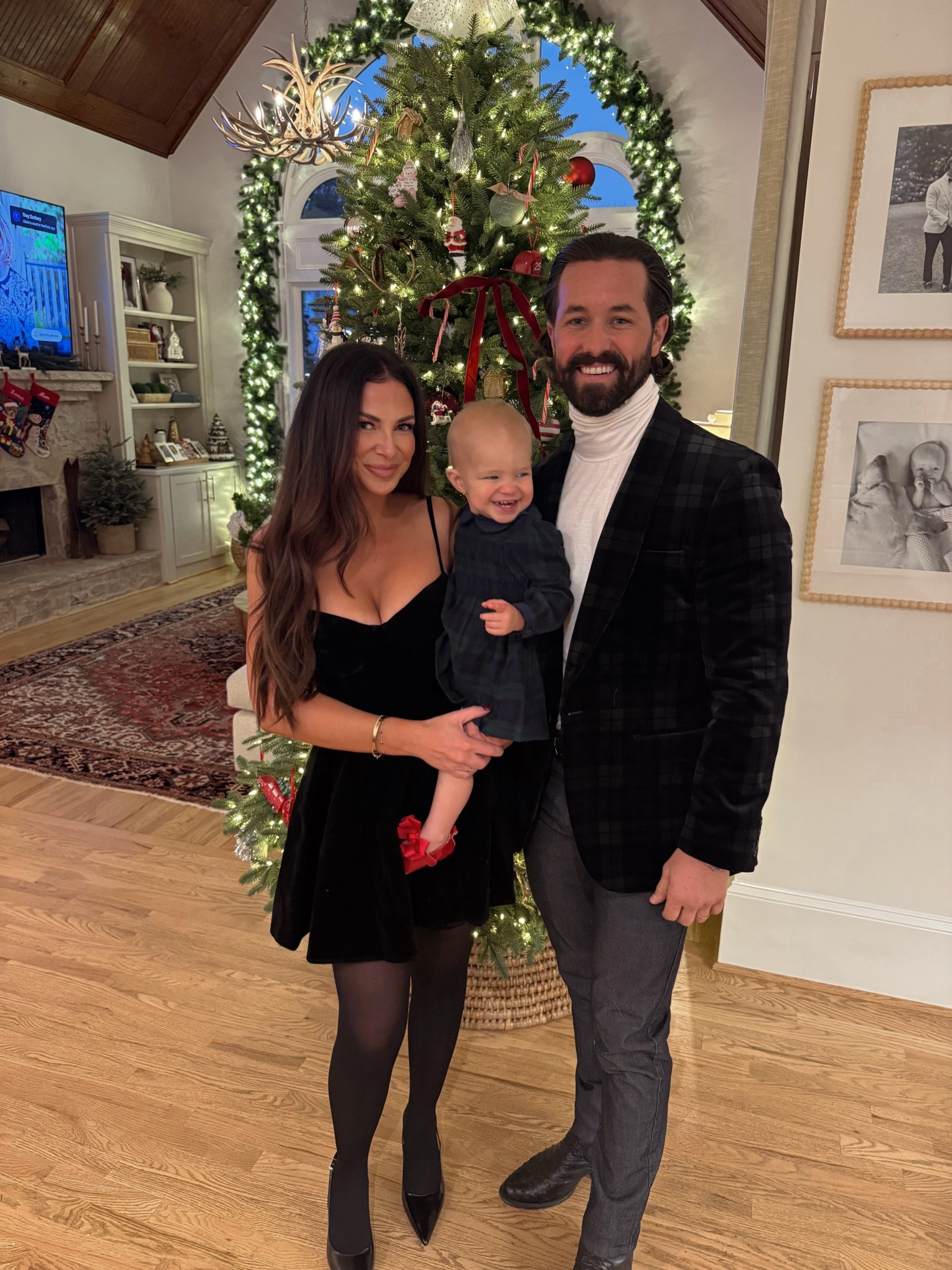 Black velvet dress - small 
Black tights 
Baby girl holiday dress 
Men’s blazer

Ralph Lauren Christmas 

#LTKHoliday #LTKmomlife #LTKootd