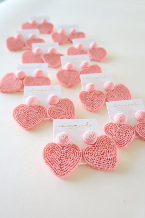Large Pink Heart Statement Earrings for Valentines Day | Etsy (US)