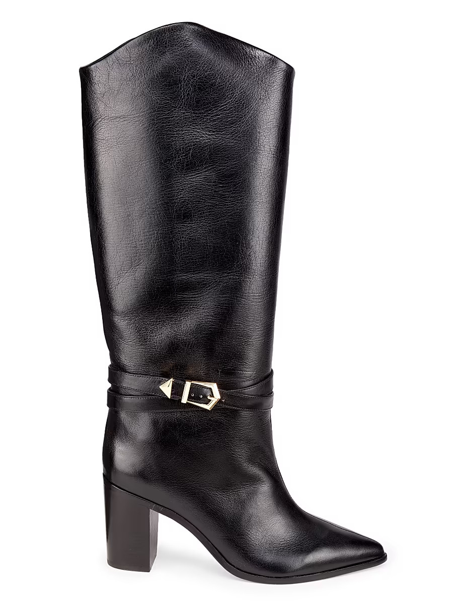 Women's Maryana 90MM Leather High-Heel Boots - Black - Size 9.5 | Saks Fifth Avenue