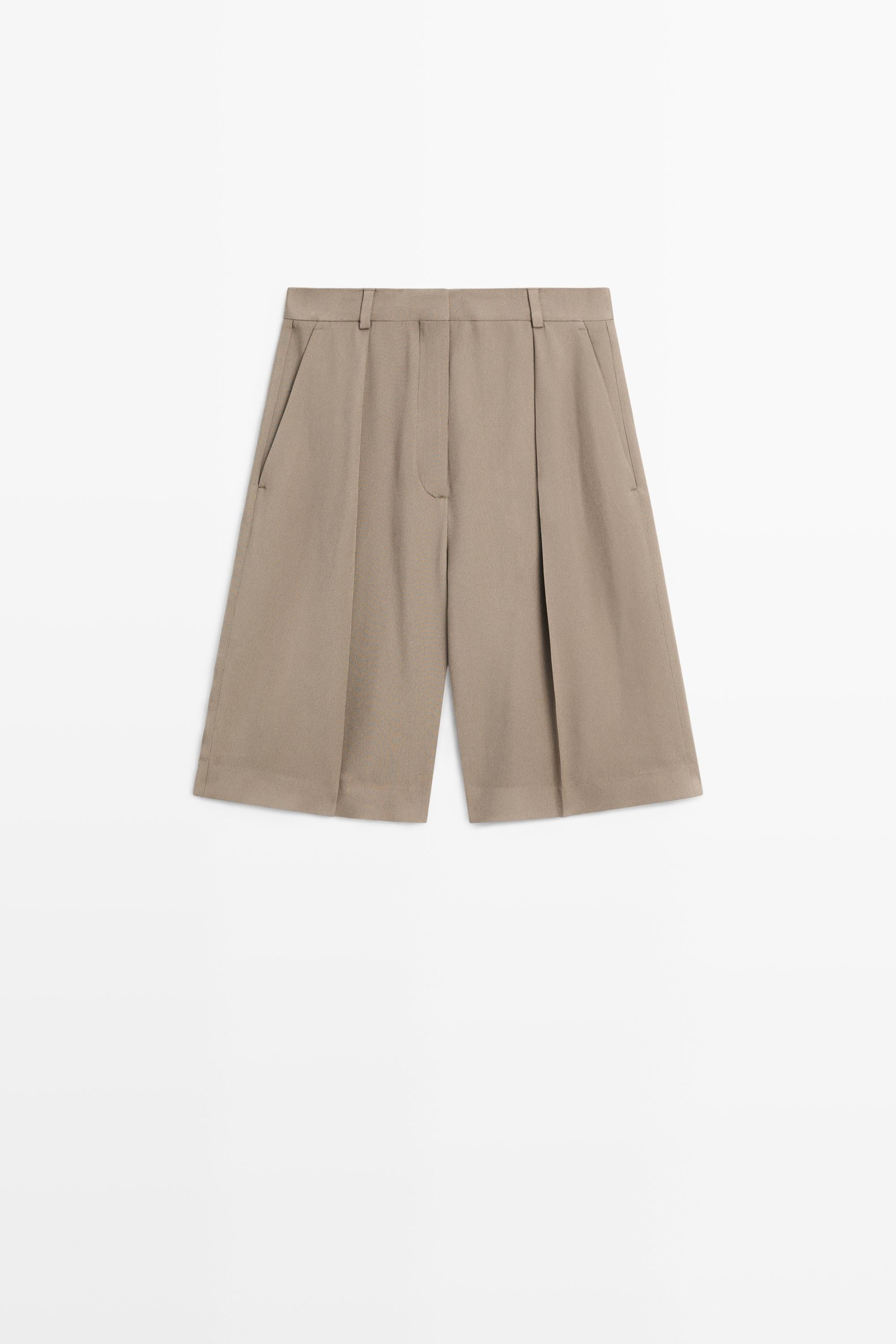 Long darted Bermuda shorts - STUDIO - STONE | Massimo Dutti UK