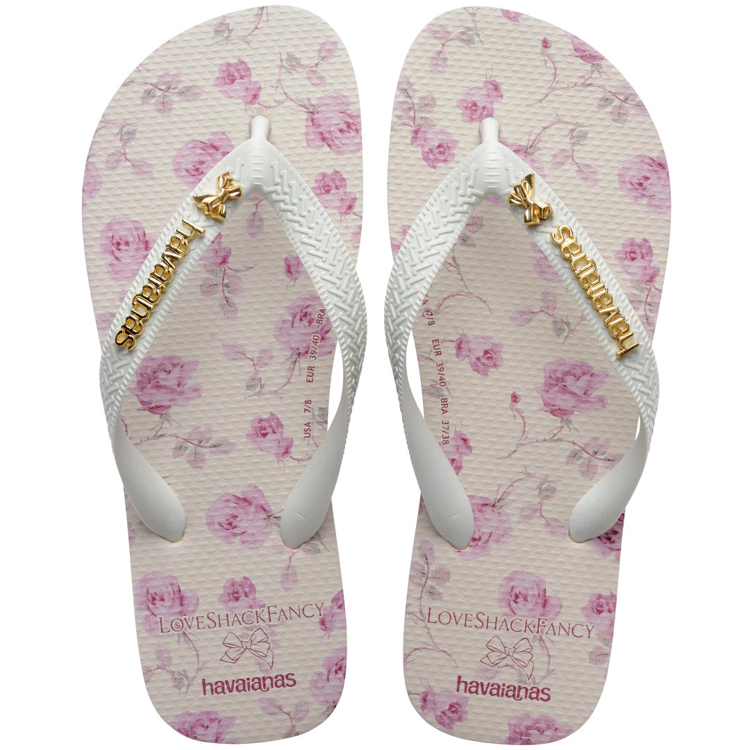 Havaianas Women's LoveShackFancy Ribbon Rosa Top Flip Flops | Beige | Size 11/12 | Havaianas