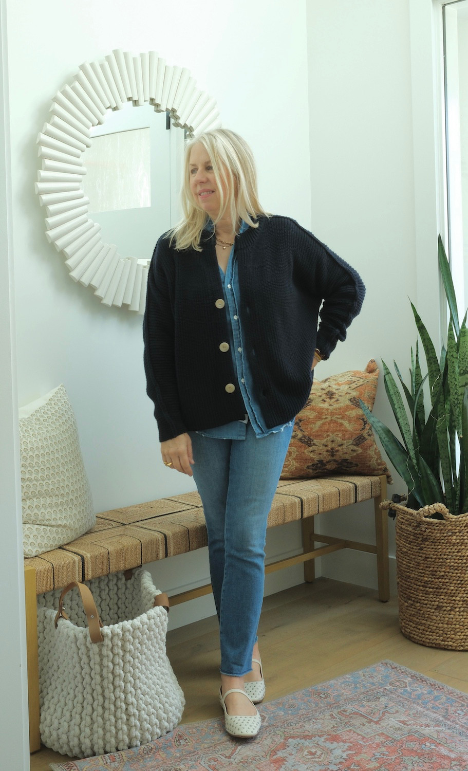 This is the beautiful Montecito Cardigan over the ruffled denim Eileen shirt and the Derry pull-on jean. Just another great look for spring.  This cardigan goes with everything and even lovelier in person.  #frankandeileenpartner #wearloverepeat @frankandeileen 
   

 

#LTKSeasonal #LTKStyleTip