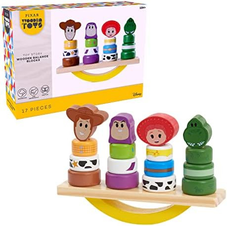 Disney Wooden Toys Toy Story Balance Blocks, 17-Piece Set Features Woody, Buzz Lightyear, Jessie, an | Amazon (US)