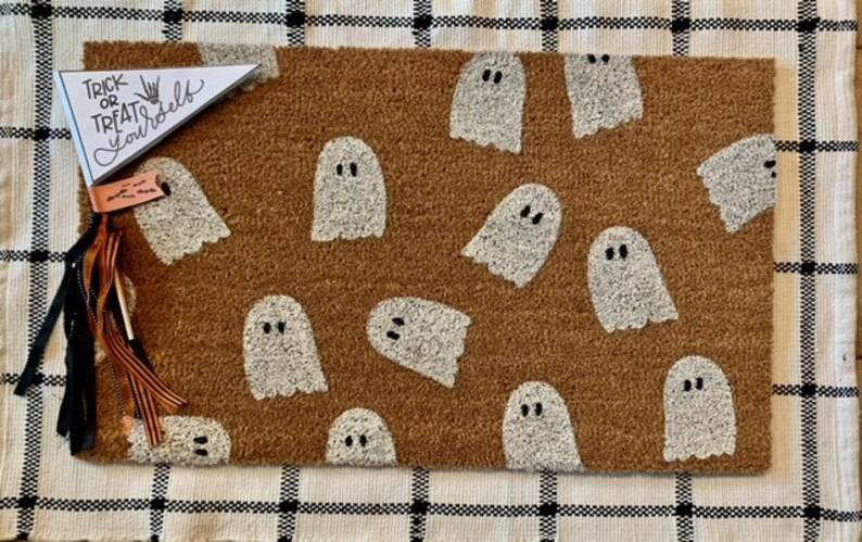Ghost doormat | Halloween doormat | Spooky season | Welcome doormat | Door mat | Halloween decor ... | Etsy (US)