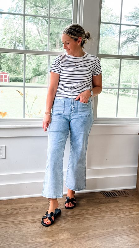 My work ootd. These jeans are the softest, so comfortable and so tailored/chic. I’m in a medium and they’re great! 
Front and back pockets. Small tee. So smooth and comfy  

#LTKFindsUnder50 #LTKMidsize #LTKStyleTip