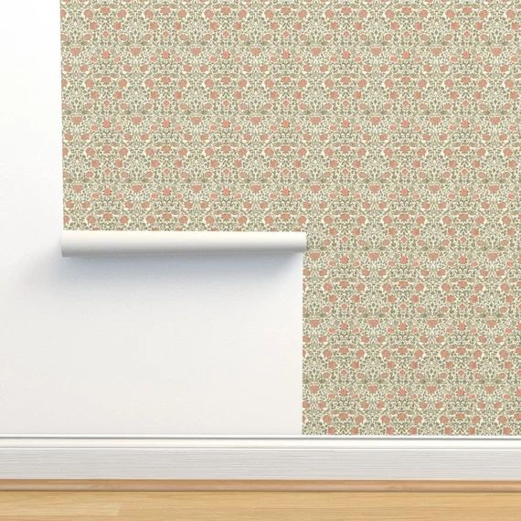 William Morris Inspired Wallpaper  Tiny Tudor Roses Cream by | Etsy | Etsy (US)