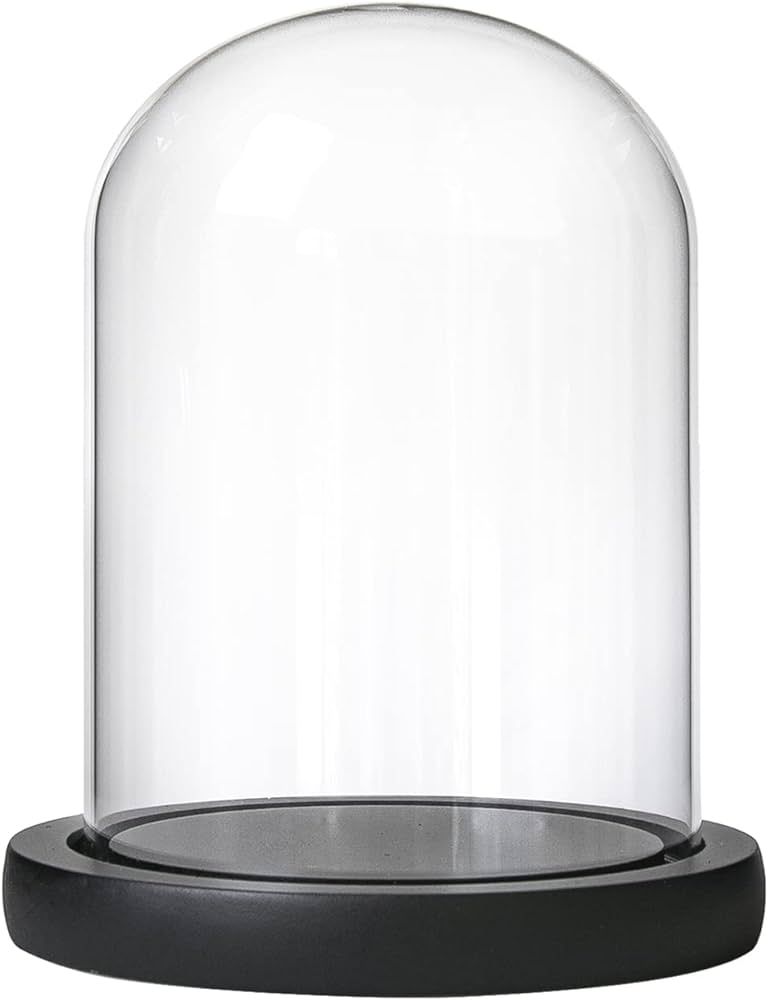 Ivolador 4.9" x 3.1" Glass Display Dome Cloche Small Size Office Home Decoration (Black Wood Base... | Amazon (US)