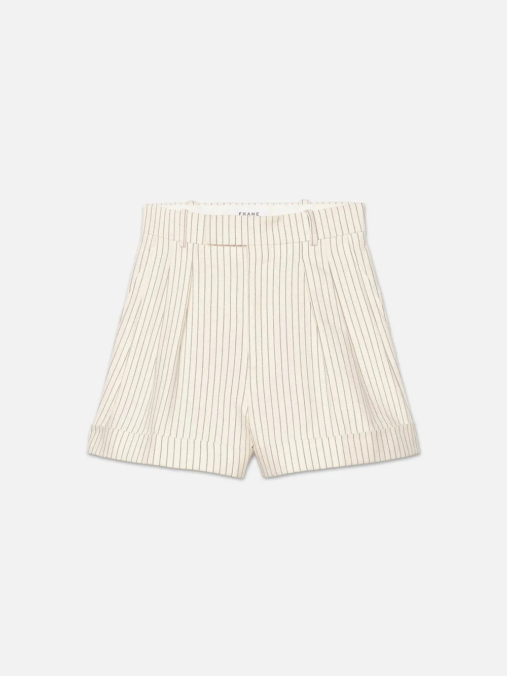 Pleated Wide Cuff Short  in  Cream Multi | Frame Denim