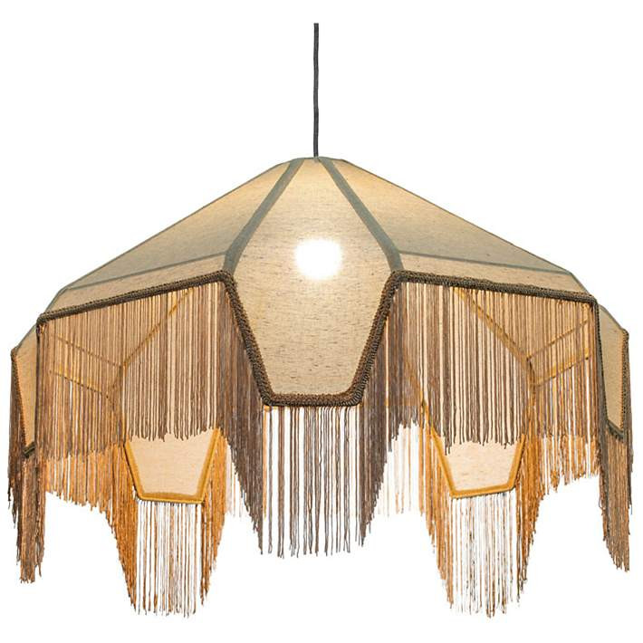 Buchanan Fabric Fringed Angled Pendant Light | Lamps Plus
