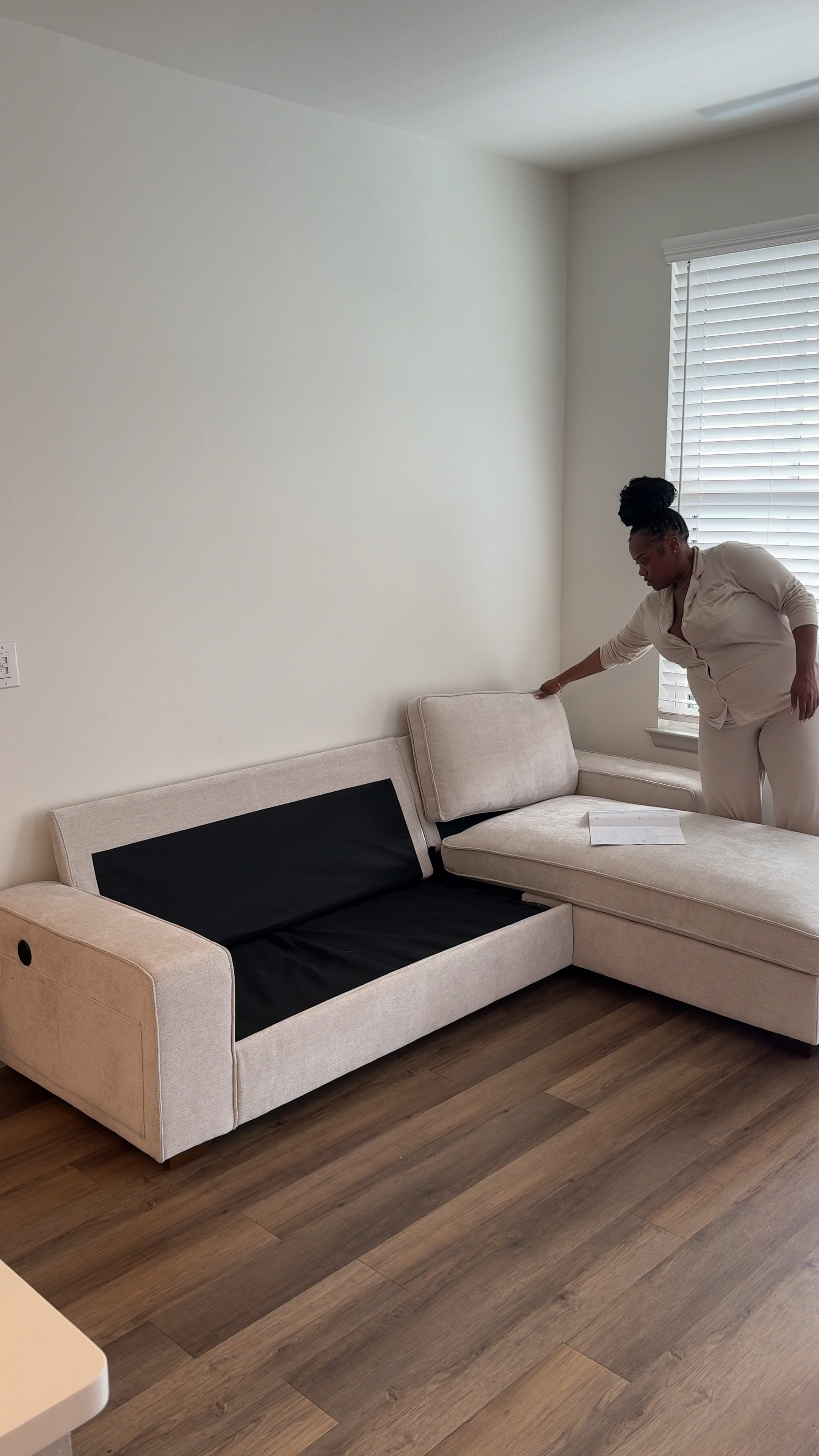 HOUSTON, WE HAVE A COUCH (SECTIONAL) that’s perfect for my small space! 🤭🔨🏡

98” Mahwah L Shape Sectional from Wayfair. 
Pajamas in size XL  

I am absolutely living for this small space friendly sectional with additional storage. While it’s not super deep, it is enough to house a few pillows or blankets during the nightly chill 🤗.

Color: Beige 

#LTKWatchNow #LTKHome #LTKFamily